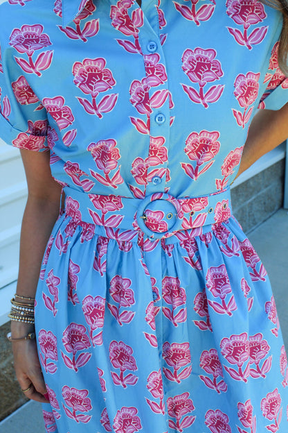 Charleston Blooms Belted Maxi Dress