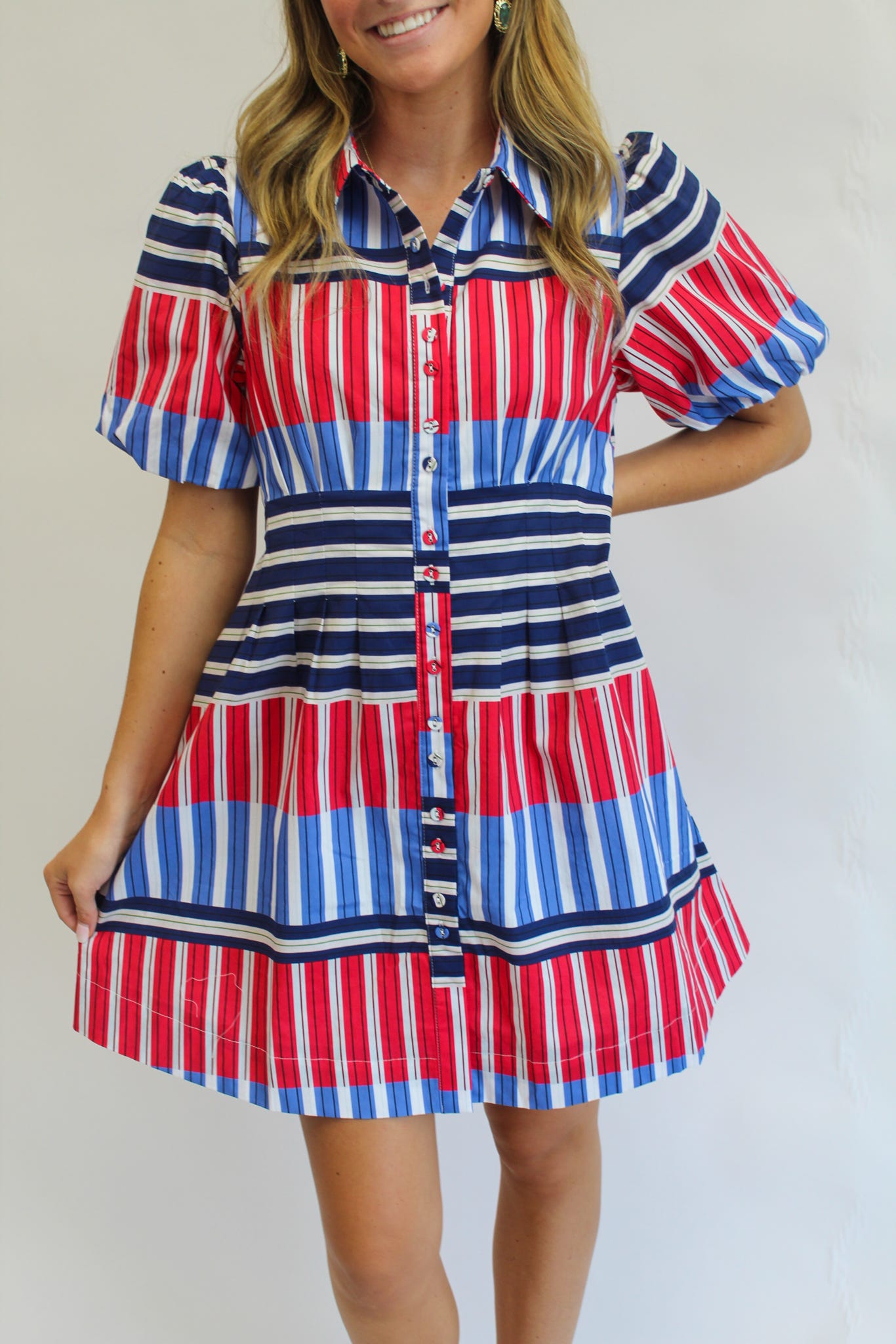 Fireworks Color Block Striped Mini Dress