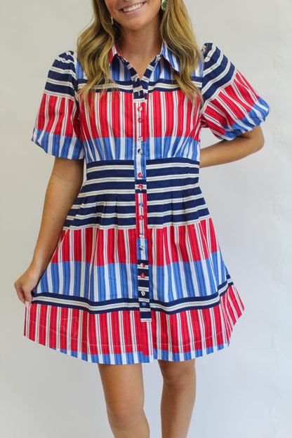 Fireworks Color Block Striped Mini Dress