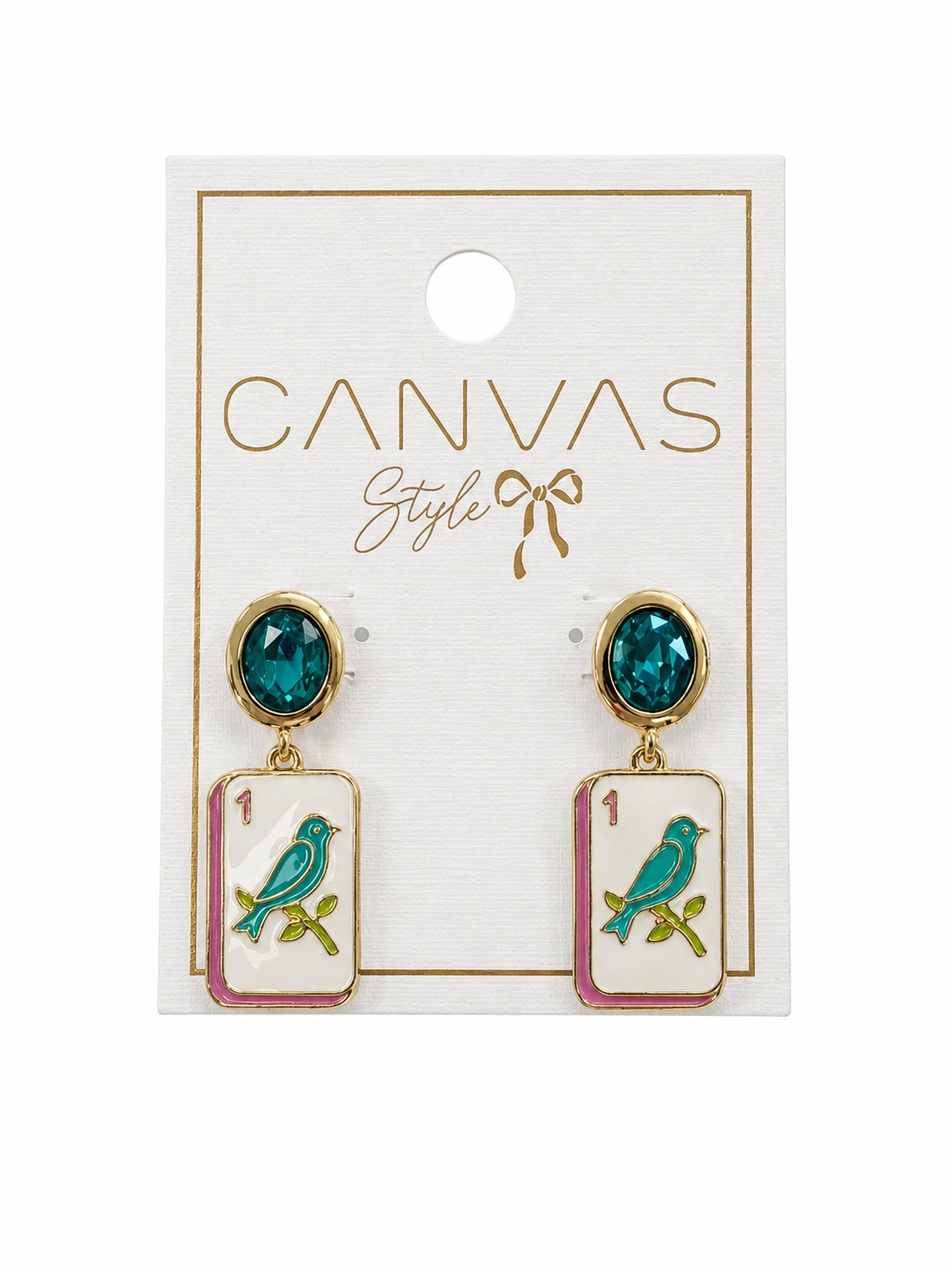 Bird Bam Rhinestone Drop Earrings in Aqua