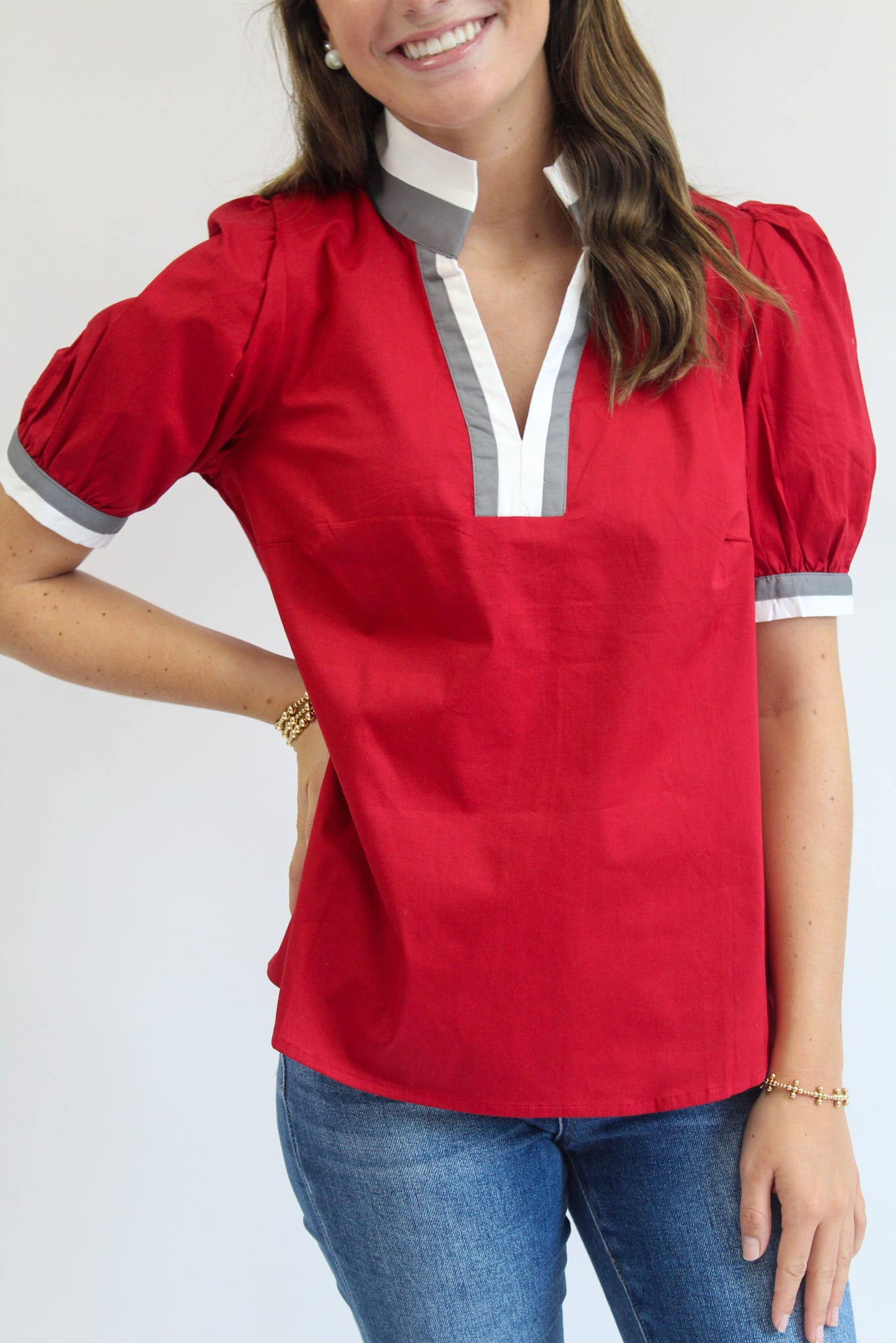 Crimson/White Tricia Top