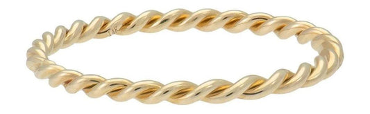 Classic Gold Twisted Thin Band Ring - Size 7