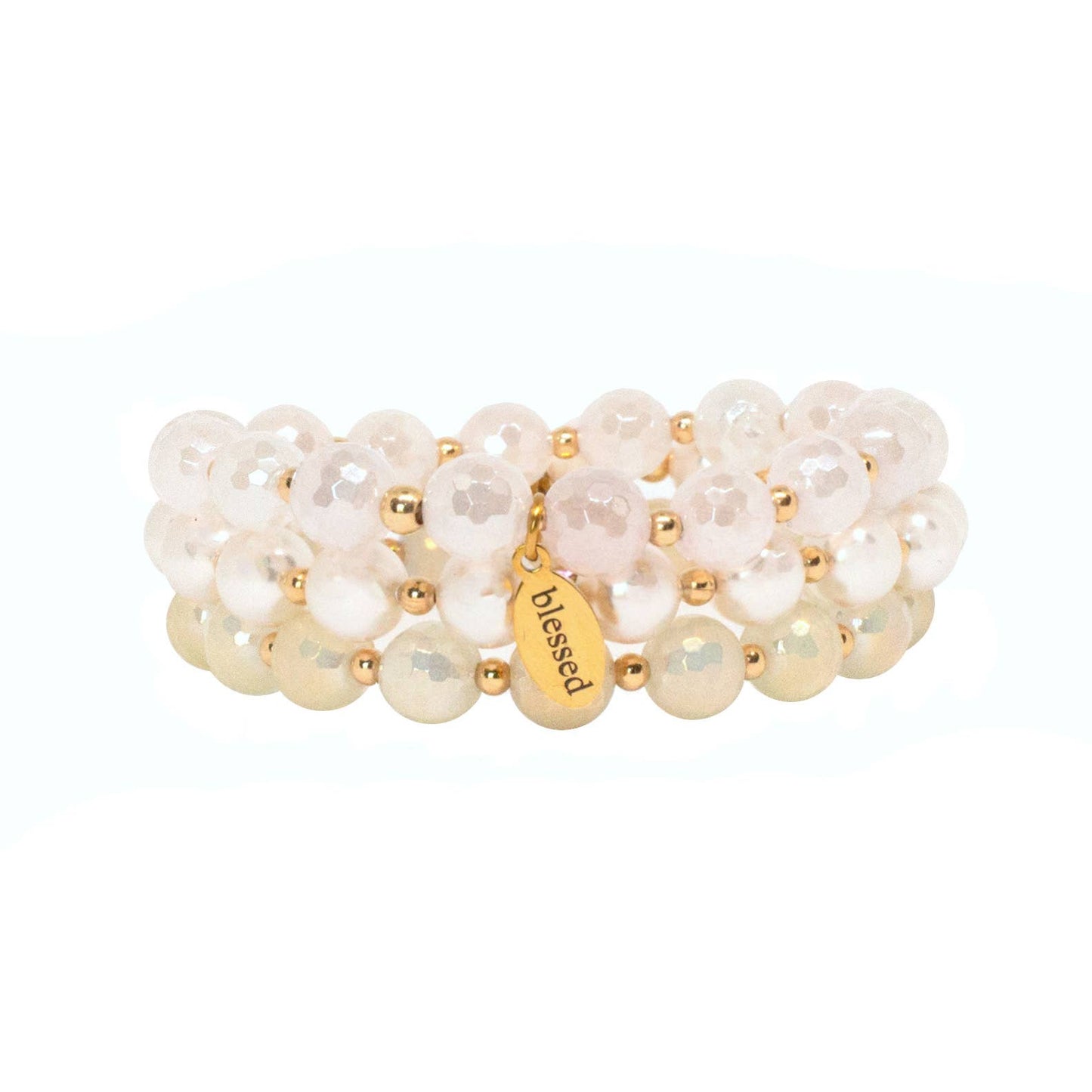 Count Your Blessings Bracelet in White Pearl in Gold: L