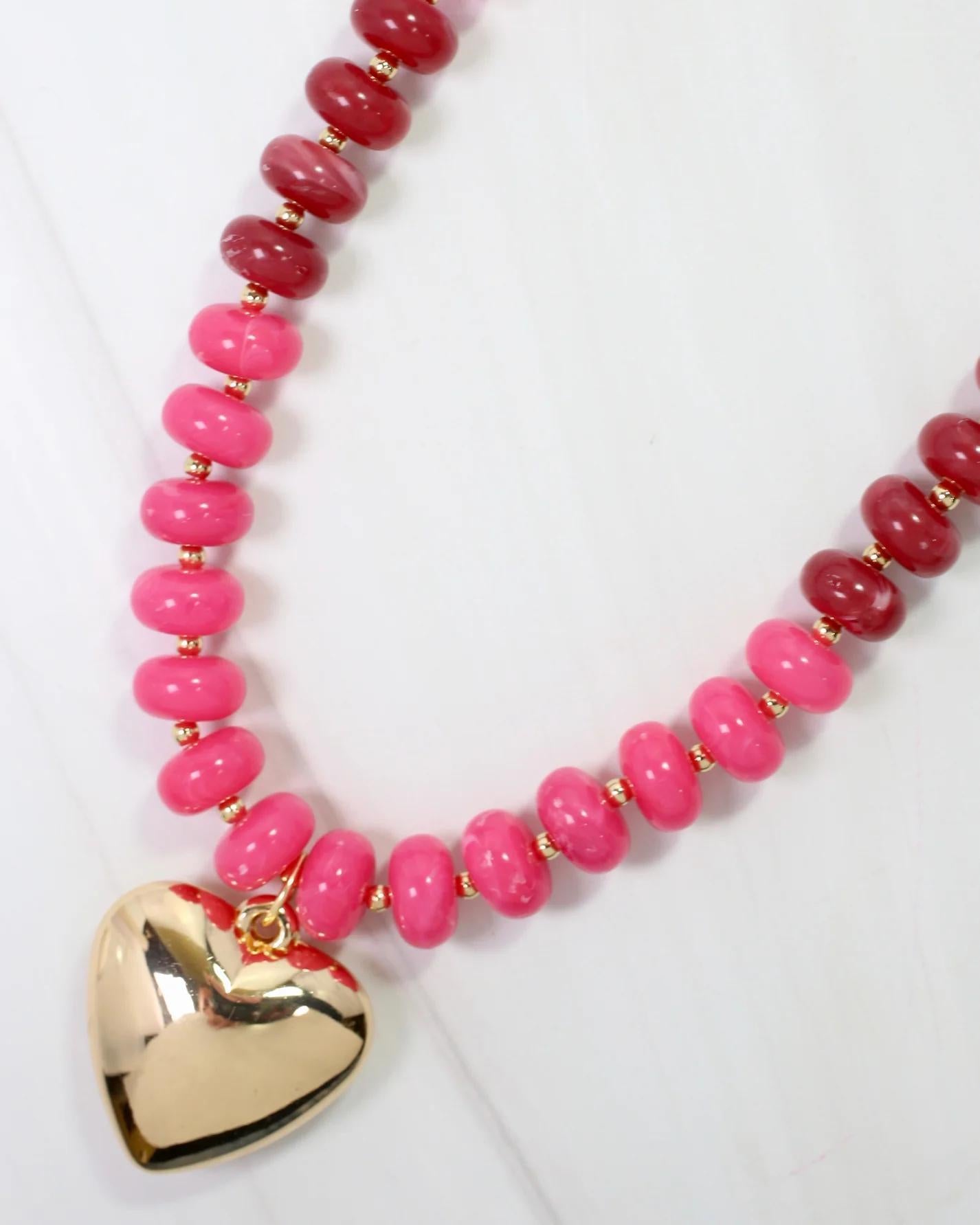 Belmont Stone Beaded Heart Necklace
