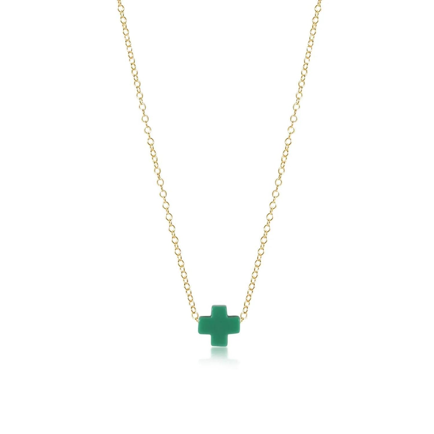 egirl 14" Necklace Gold- Signature Cross Small Emerald