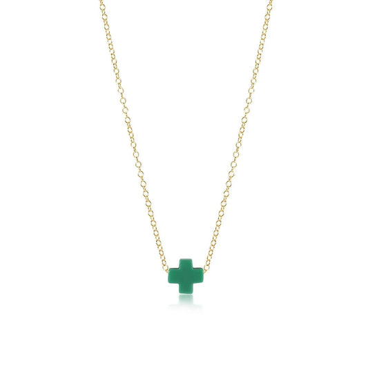 egirl 14" Necklace Gold- Signature Cross Small Emerald