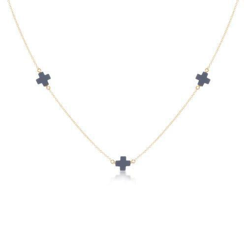 15" Choker Simplicity Chain Gold - Signature Cross Charcoal