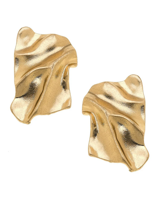 Venice Molten Metal Stud Earrings in Worn Gold