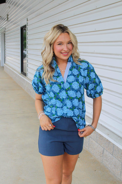 Felicity Floral Blue Top