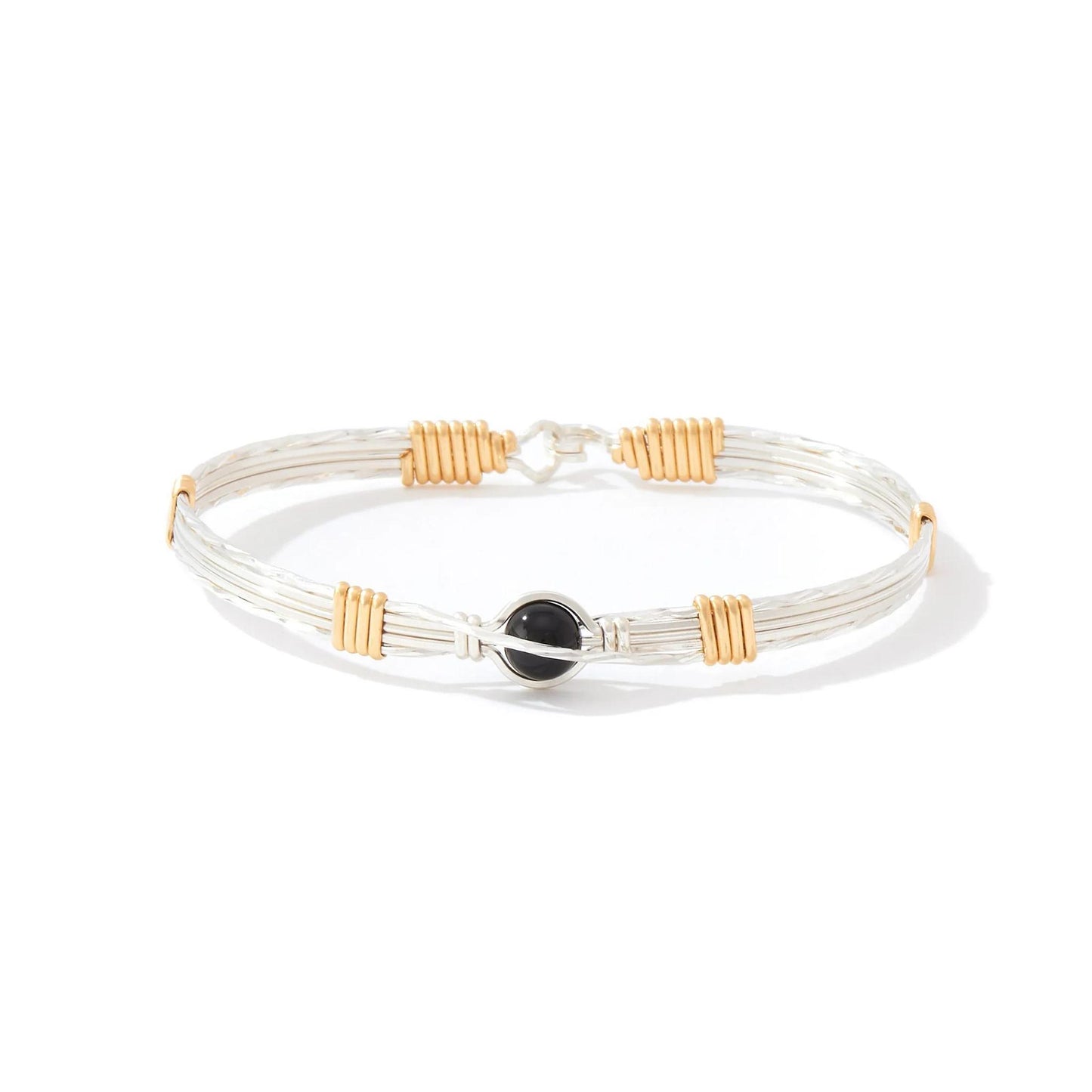 Remembrance Bracelet- Sterling Silver with 14K Gold Artist Wire Wraps