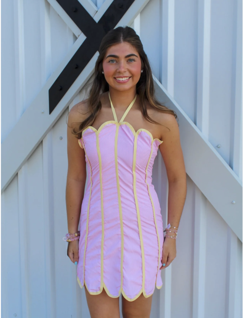 Blushing Riviera Scallop Dress