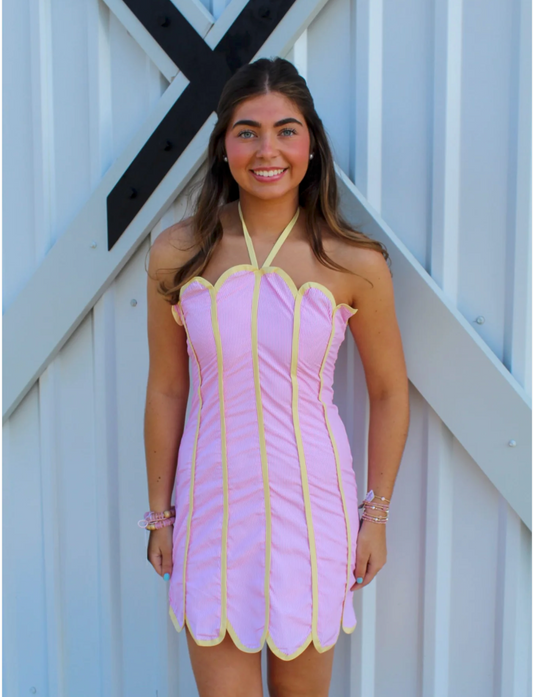 Blushing Riviera Scallop Dress