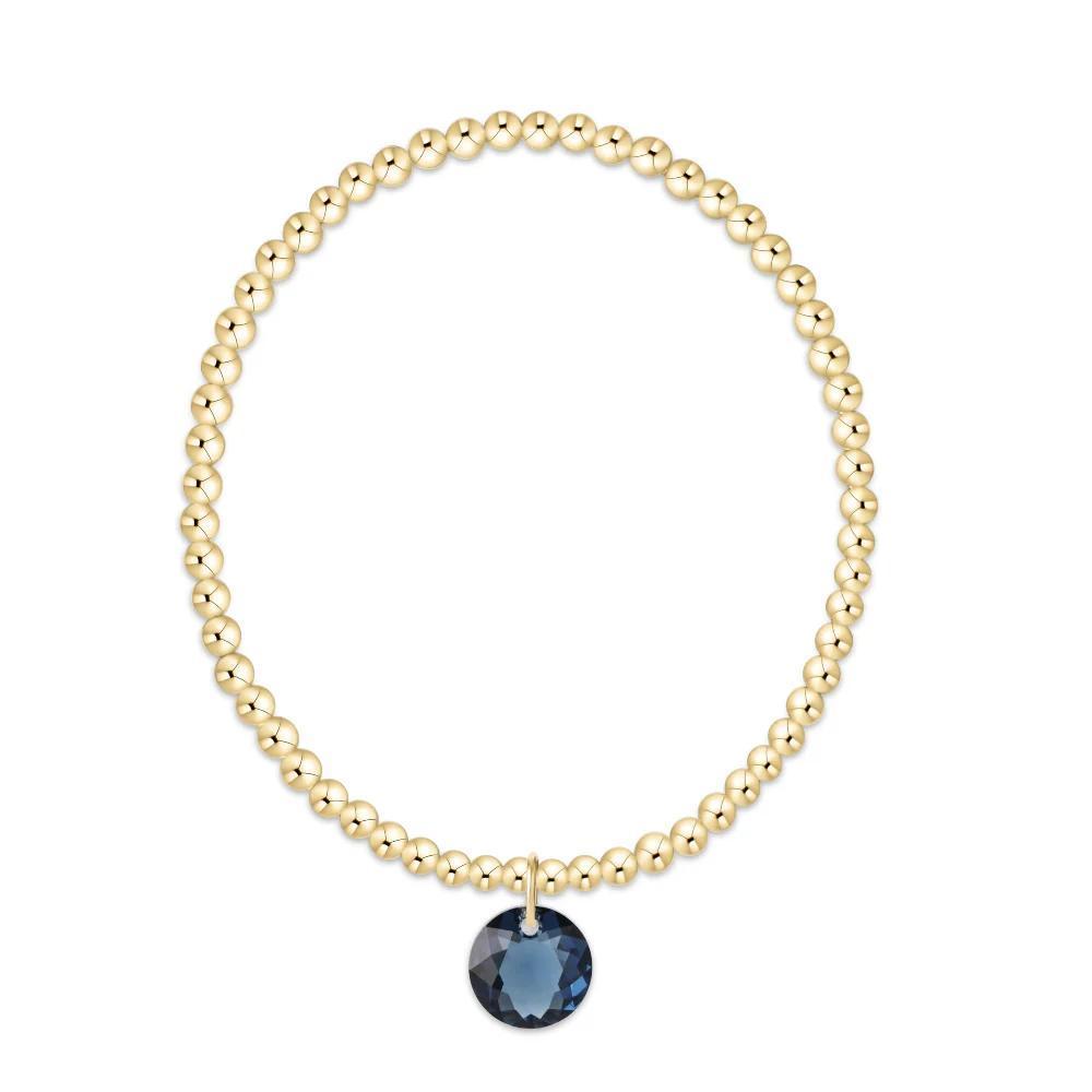 Extends Classic Gold 3mm Bracelet - Reflection Charm ( Birthstone )