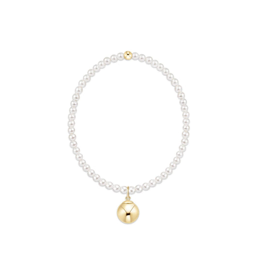 Classic Pearl 3mm Bracelet- Classic Gold 10mm Charm