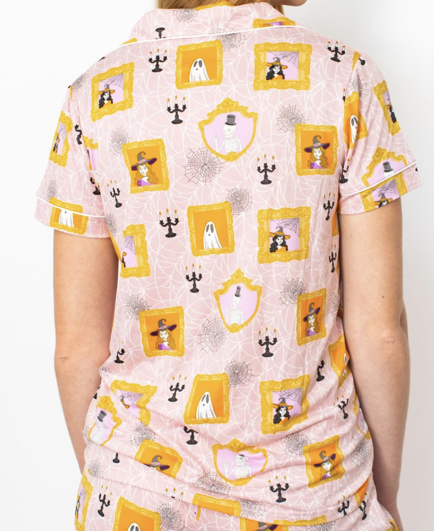 Gilded Ghouls Short Sleeve Button Up Sleep Shirt