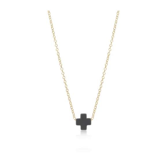 16" Necklace Gold - Signature Cross Charcoal