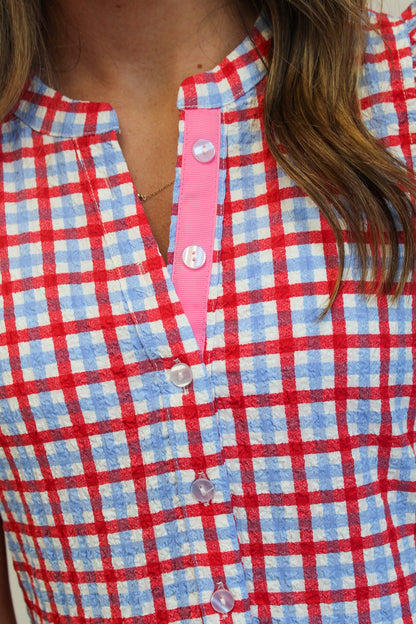 Dress Riley Gingham Red/Blue