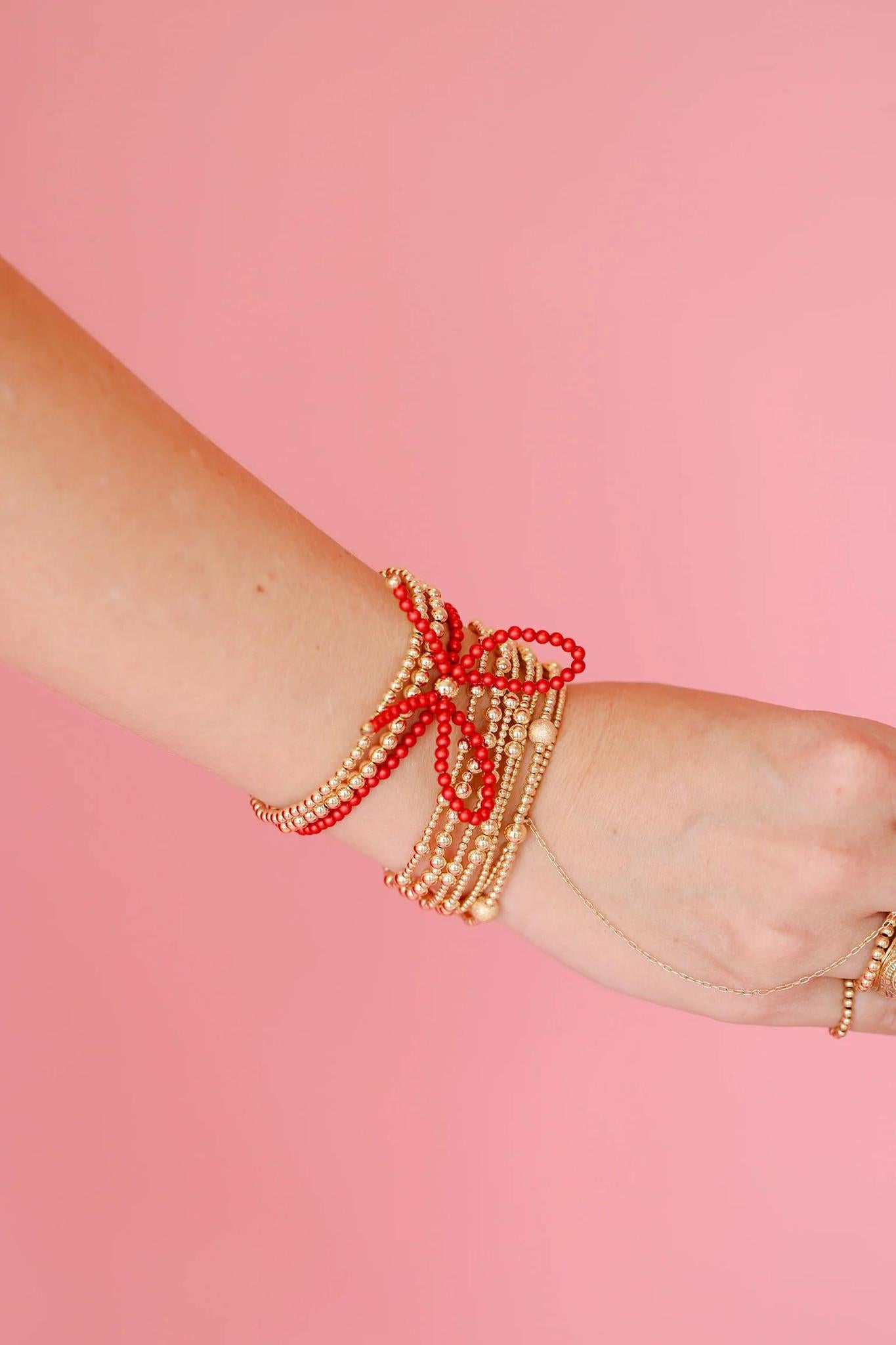 Red Pearl Bow Bracelet