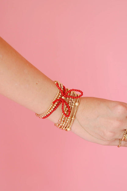 Red Pearl Bow Bracelet