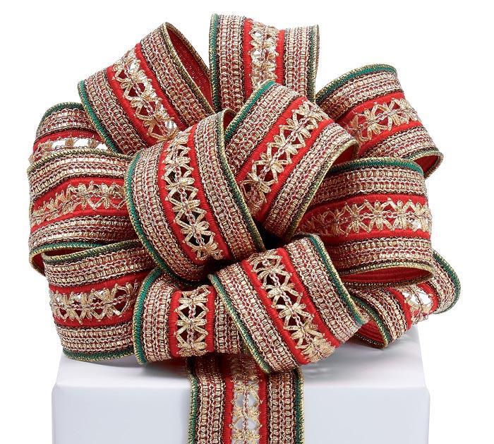 Red Green & Gold Hollow Webbing Ribbon
