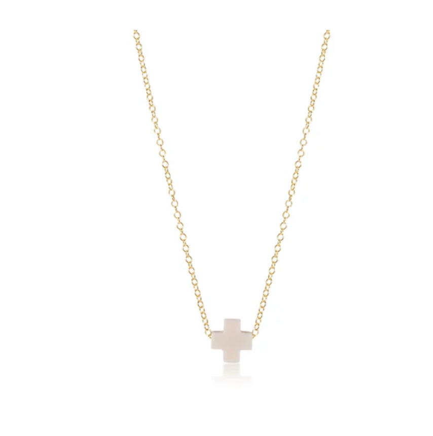 16" Necklace Gold - Signature Cross Off-white