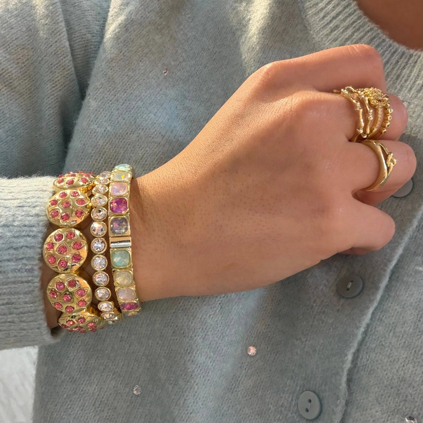 Sparkly Disco Pink Bracelet Set