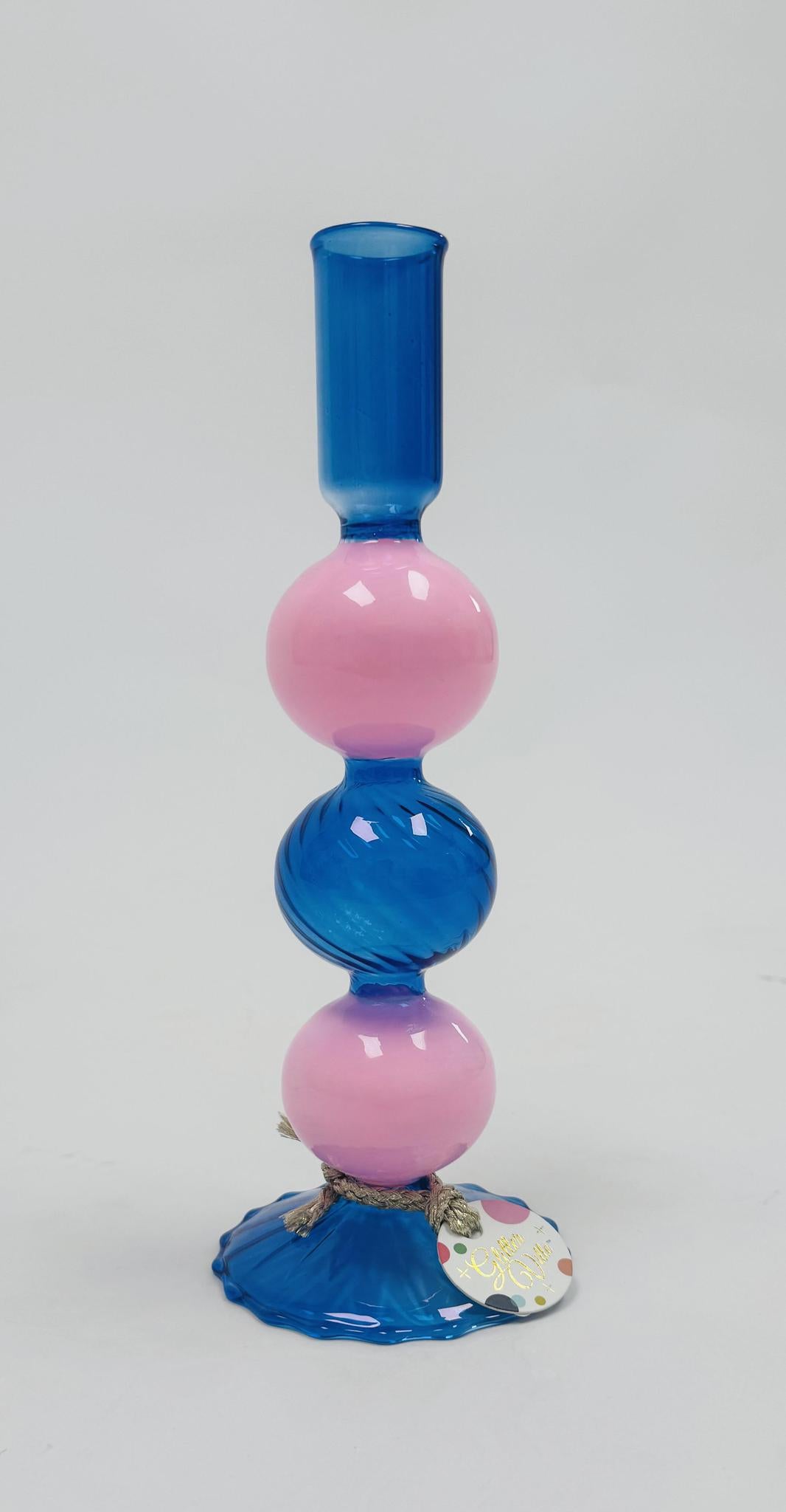 Fluted Taper Candle Holder Glass 12 Assortment