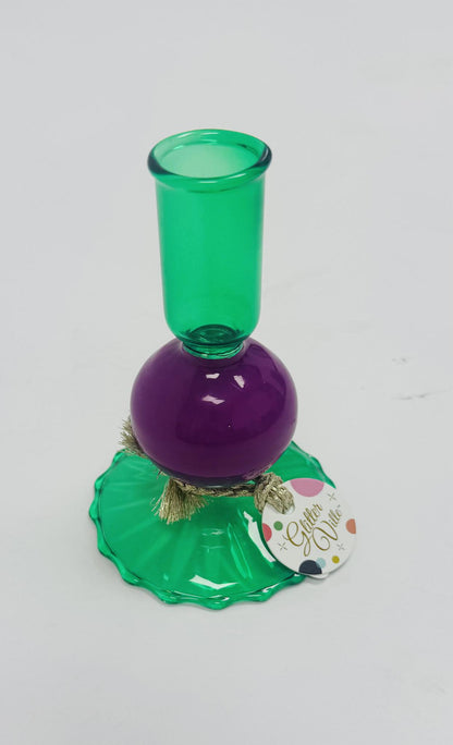 Fluted Taper Candle Holder Glass 12 Assortment