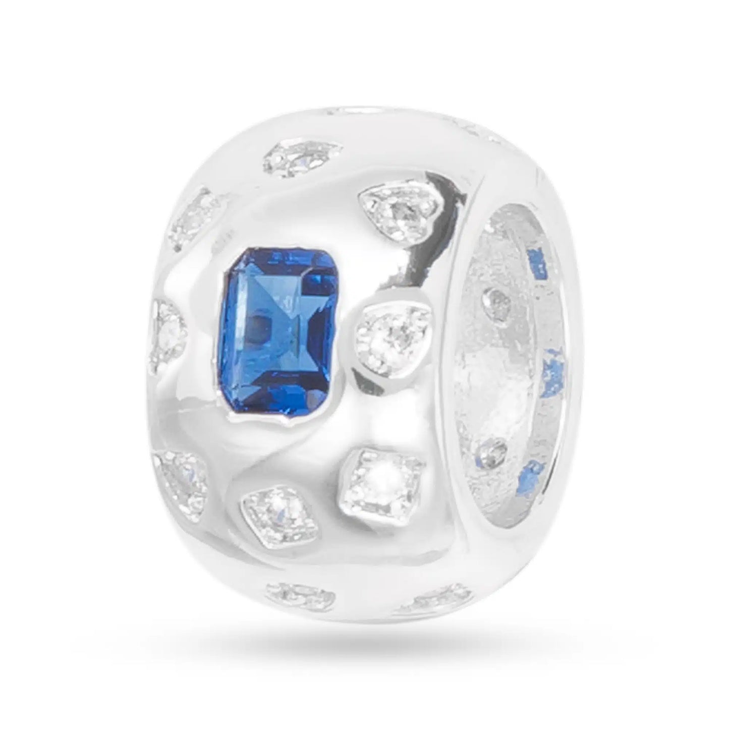 Silver CZ Wide Round Charm