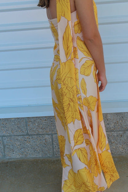 Golden Hour Bandeau Maxi Dress with Neck Scarf