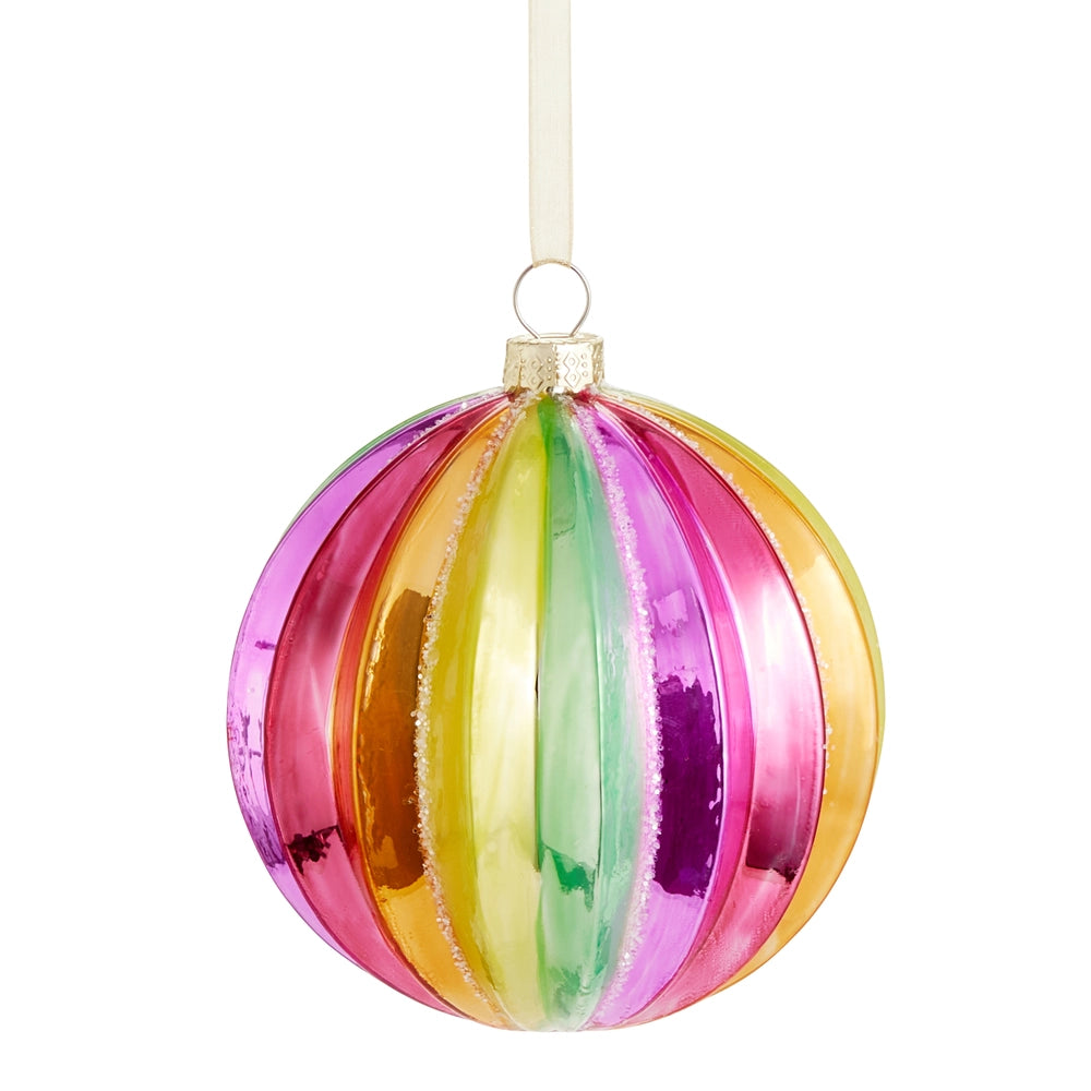 Shiny Pleated Neon Ball Ornament