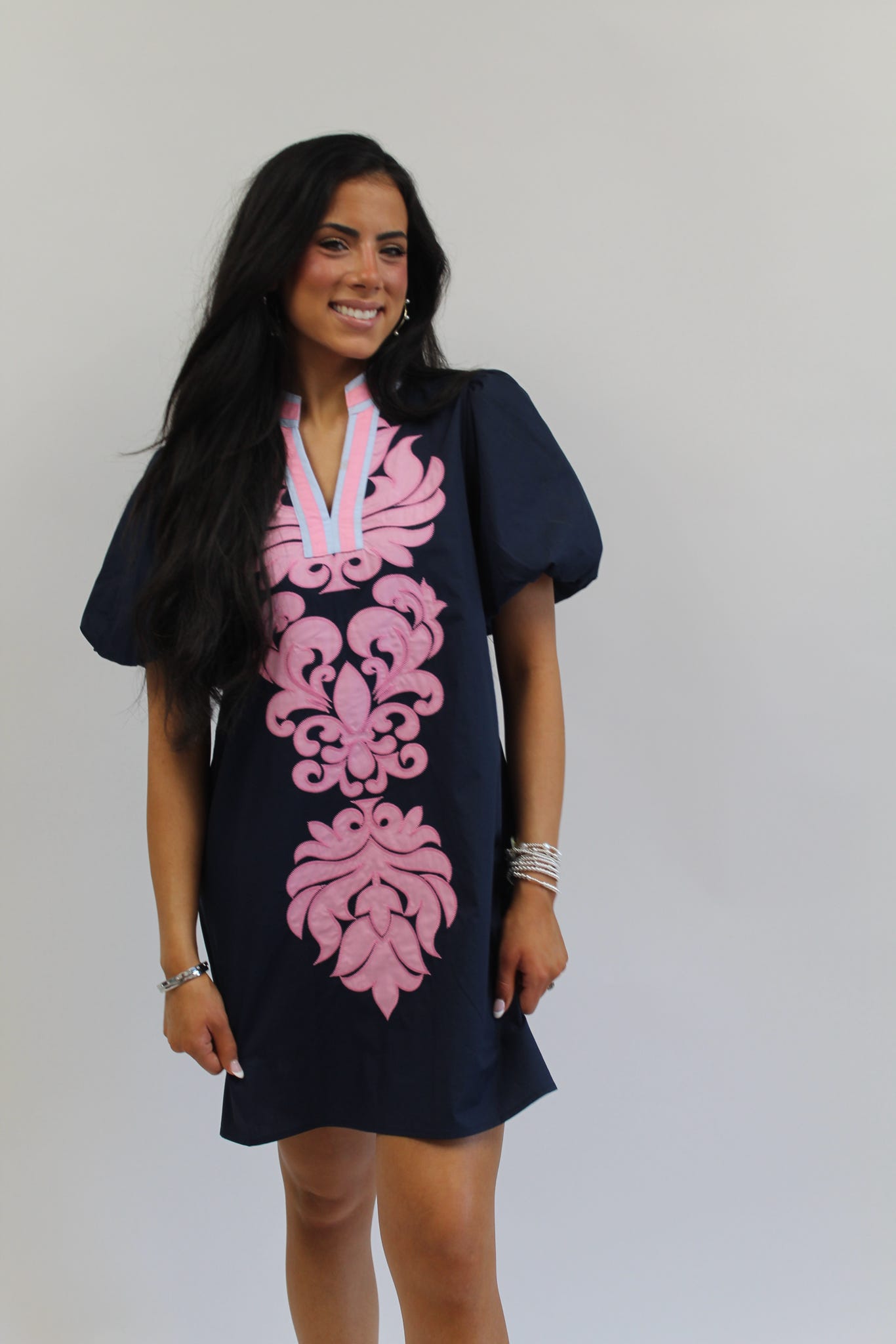 Pink Regency Embroidered Mini Dress