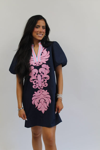Pink Regency Embroidered Mini Dress