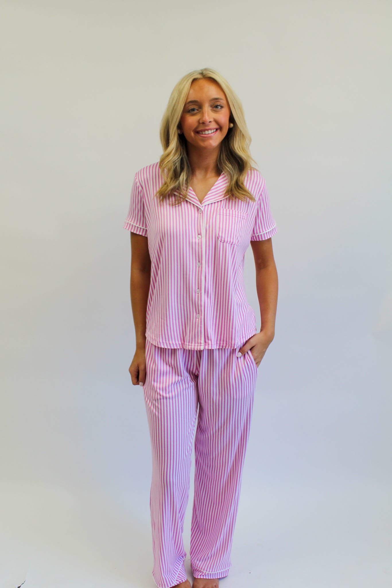 Pinstripe Sleep Pants Pink/White