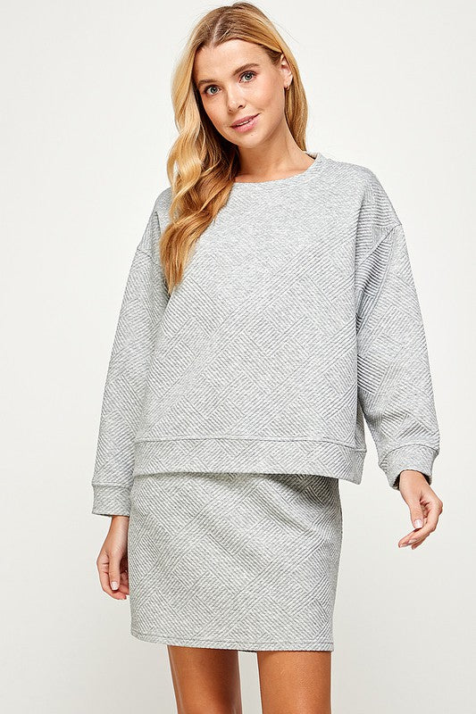 Far From Home Long Sleeved Textured Sweatshirt Top