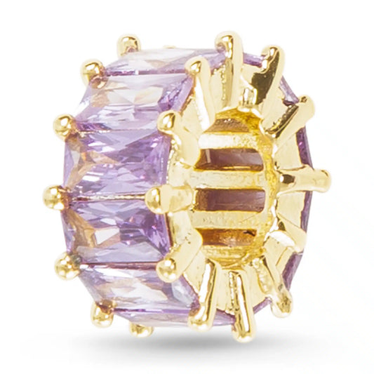Gold CZ Baguette Round Charm