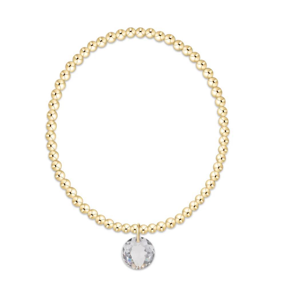 Extends Classic Gold 3mm Bracelet - Reflection Charm ( Birthstone )
