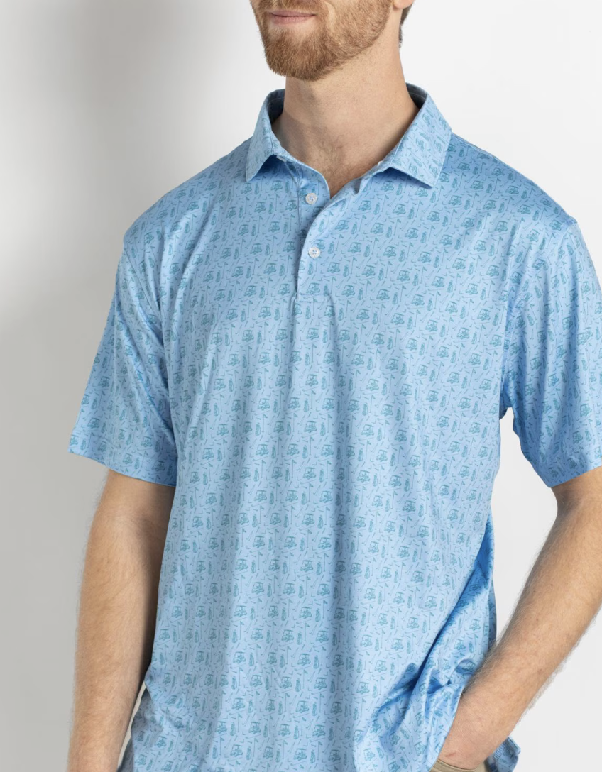Men's Tee Off Performance Polo Blue/Green