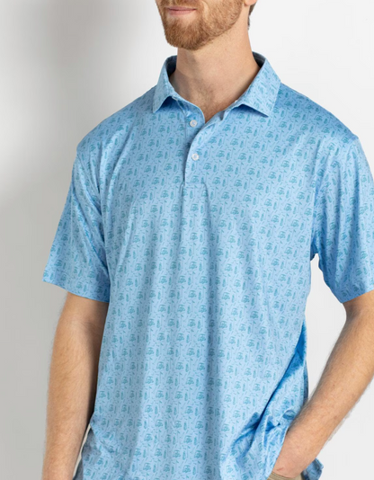 Men's Tee Off Performance Polo Blue/Green