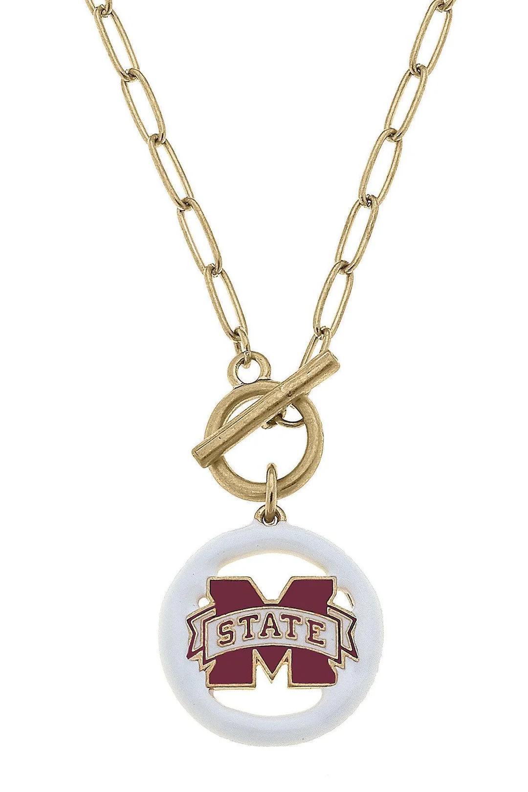 Mississippi State Bulldogs Logo Enamel T-Bar Necklace
