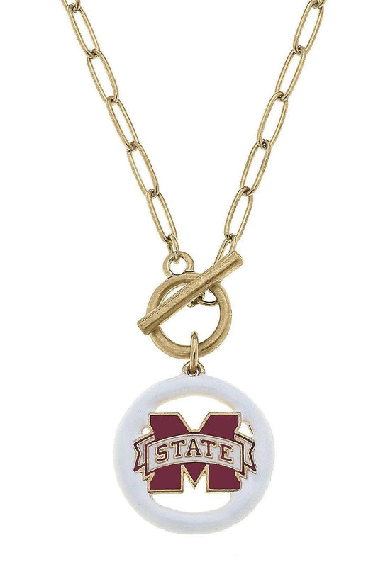 Mississippi State Bulldogs Logo Enamel T-Bar Necklace