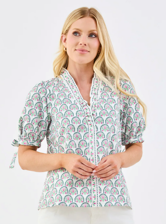 Brynn Sunshower Flora Top in White