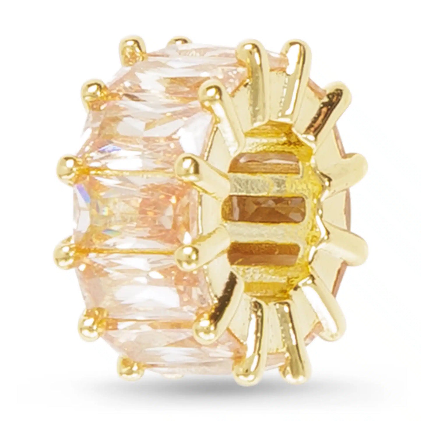 Gold CZ Baguette Round Charm