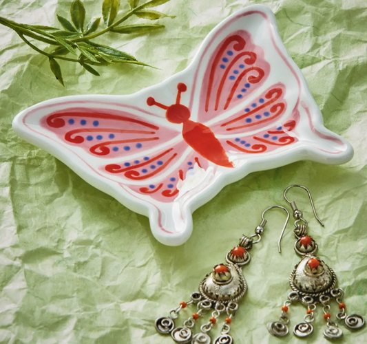 Butterfly Trinket Dish Multi Ceramic