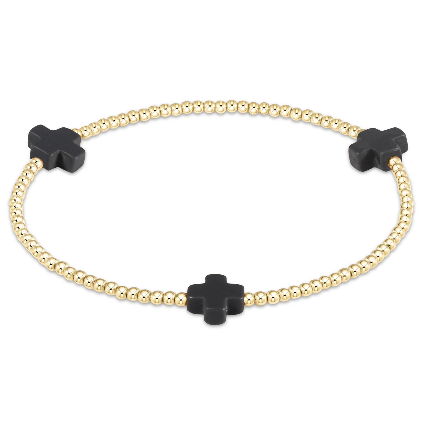 Signature Cross Small Gold Pattern 2mm Bead Bracelet