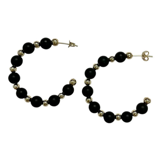 Enewton Beaded Grateful 1.25" Post Hoop- Matte Onyx