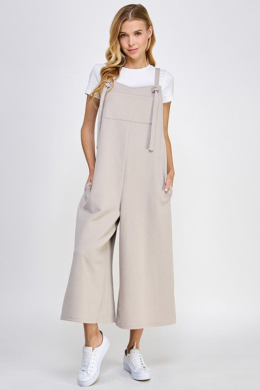 Far From Home Textured Cropped Overall Pants