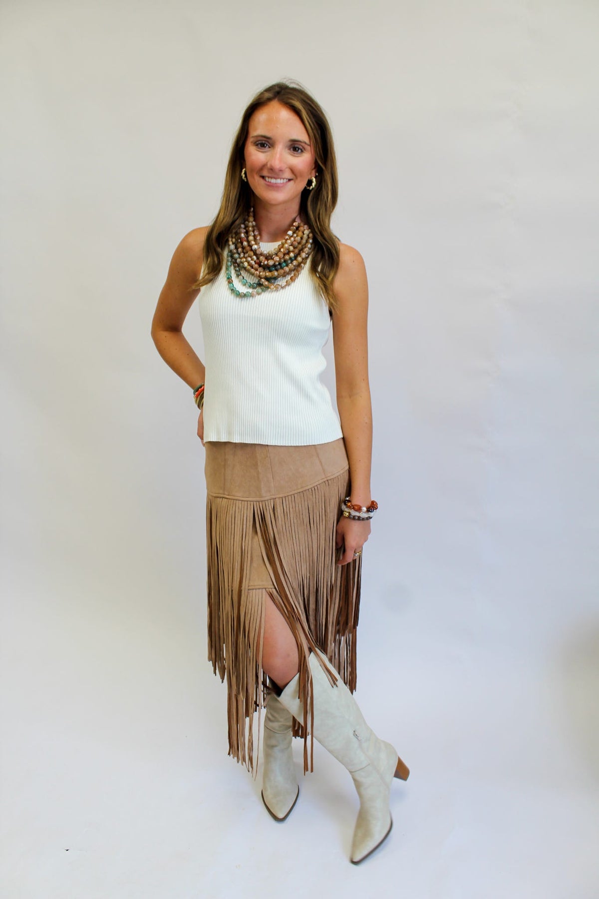 Francie Fringed Midi Skirt