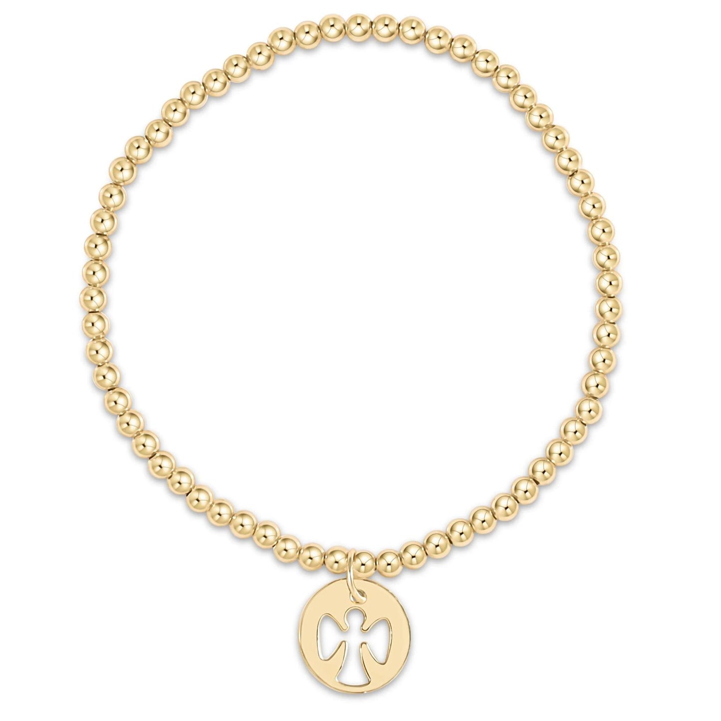 Classic Gold 3mm Bead Bracelet- Guardian Angel Charm