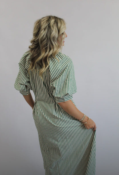 Pippa Puff Sleeve Striped Maxi Dress